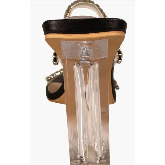 Azalea Wang Olivia Chunky Clear Block Lucite Type Heel Rhinestones size 8.5 - Picture 2 of 8